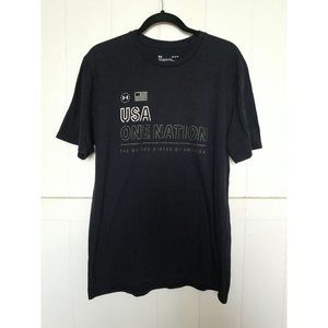 UNDER ARMOUR HeatGear Loose USA ONE NATION Graphic Logo Mens T-Shirt L Black